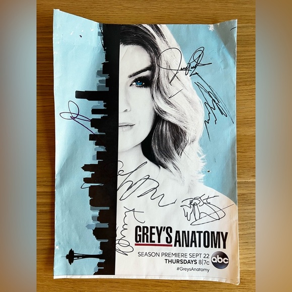 Grey’s Anatomy Signed Cast Poster Meredith Grey Promo ABC TV Memorabilia - Picture 1 of 4
